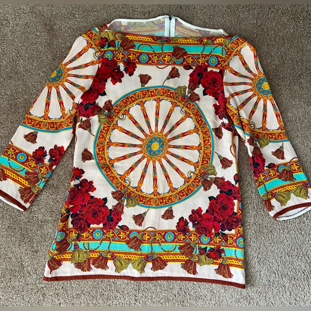 Dolce & Gabbana Multicolor Sicilian Printed Crepe Silk Top